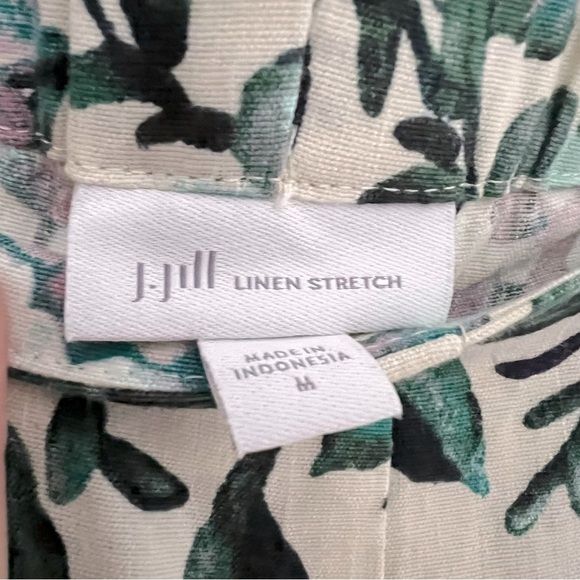 J.Jill Linen Stretch Fresh Spring Floral Cropped 3 Button Ankle Side Zip Pant M - Picture 5 of 14